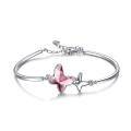 wholesale Sterling Silver Austrian Crystal Infinity Morpho Helena Butterfly Bangle Bracelet Women s Jewelry Gift-0-0