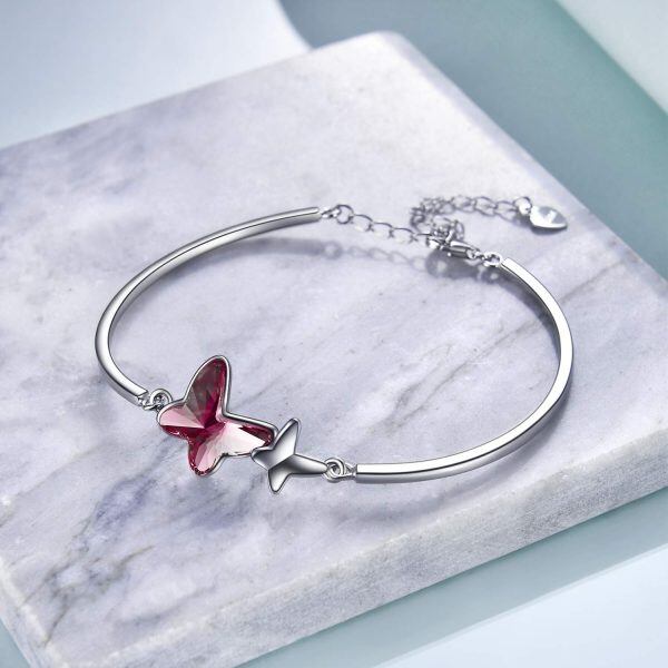 Sterling Silver Butterfly Bangle Bracelet-1