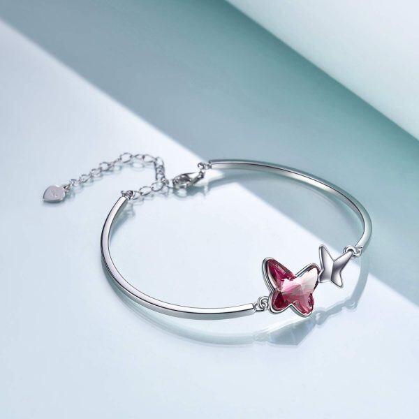 Sterling Silver Butterfly Bangle Bracelet-2