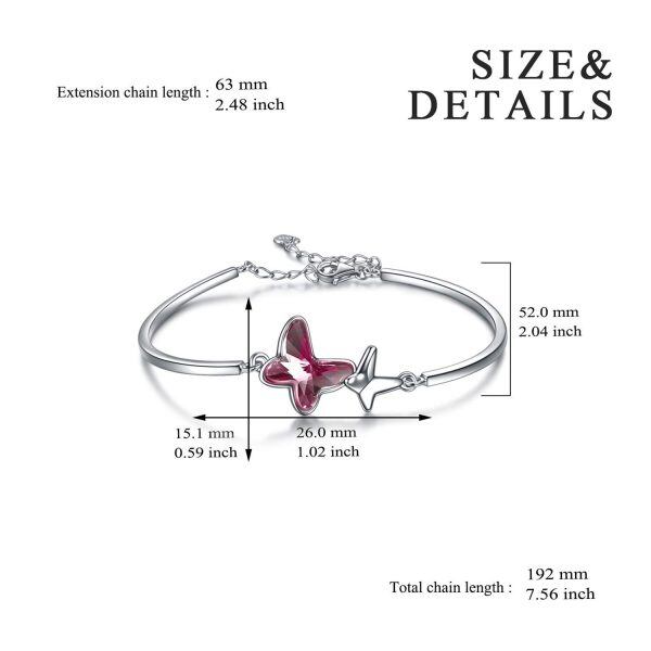 Sterling Silver Butterfly Bangle Bracelet-3