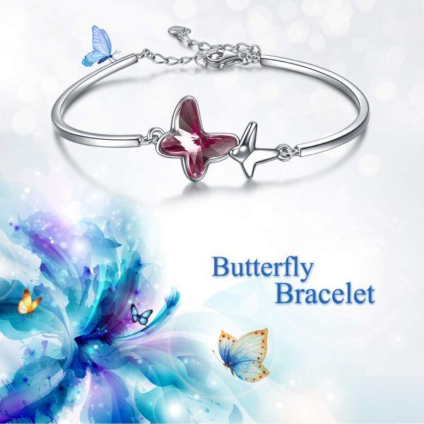 Sterling Silver Butterfly Bangle Bracelet-4