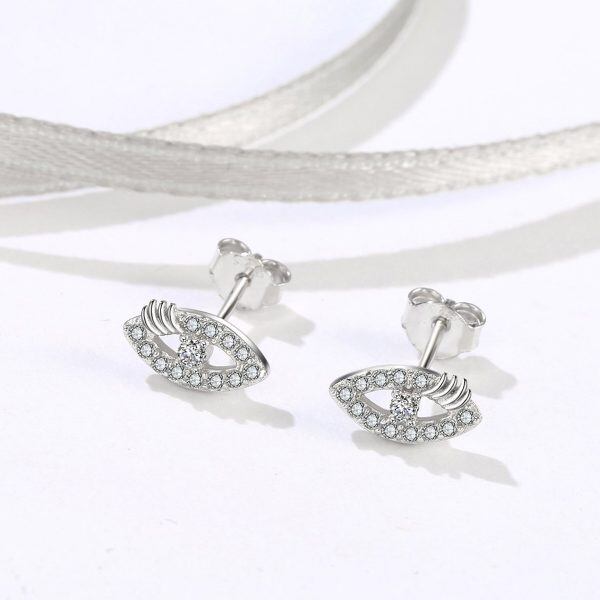 Sterling Silver Evil Eye Earrings-4