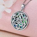 wholesale 925 Sterling Silver Round Abalone Shell Triquetra Pendant Necklace for Women-0-2