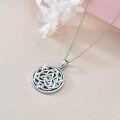 wholesale 925 Sterling Silver Round Abalone Shell Triquetra Pendant Necklace for Women-0-3
