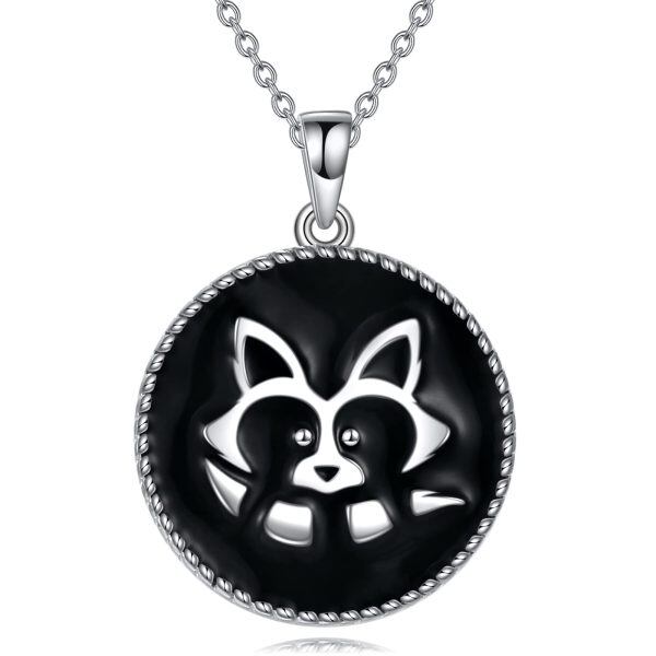 Raccoon Necklace for Women 925 Sterling Silver Cute Animal Pendant Necklace Raccoon Jewelry Gifts for Girls Mom Daughter-0