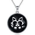 wholesale 925 Sterling Silver Black Onyx Raccoon Pendant Necklace for Women-0-0