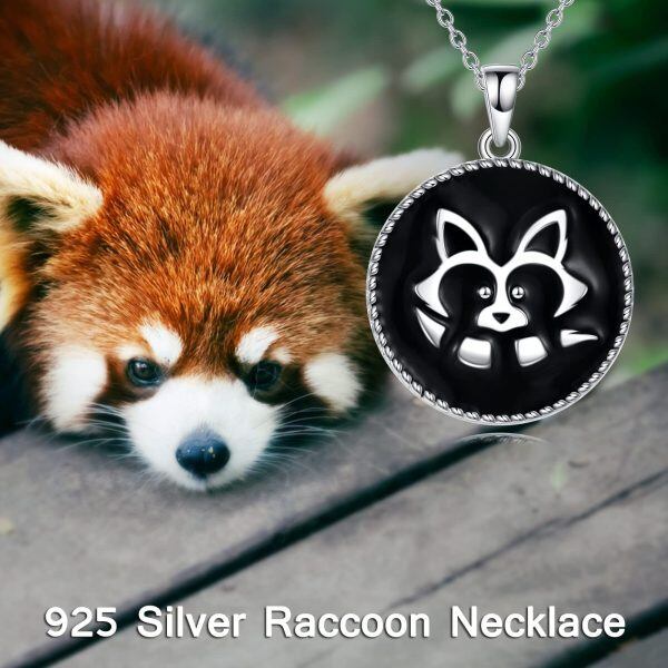 Raccoon Necklace for Women 925 Sterling Silver Cute Animal Pendant Necklace Raccoon Jewelry Gifts for Girls Mom Daughter-3