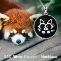 wholesale 925 Sterling Silver Black Onyx Raccoon Pendant Necklace for Women-0-3