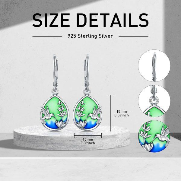 925 Sterling Silver Hummingbird Earrings-2