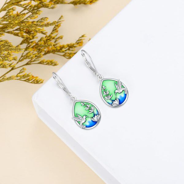 925 Sterling Silver Hummingbird Earrings-3