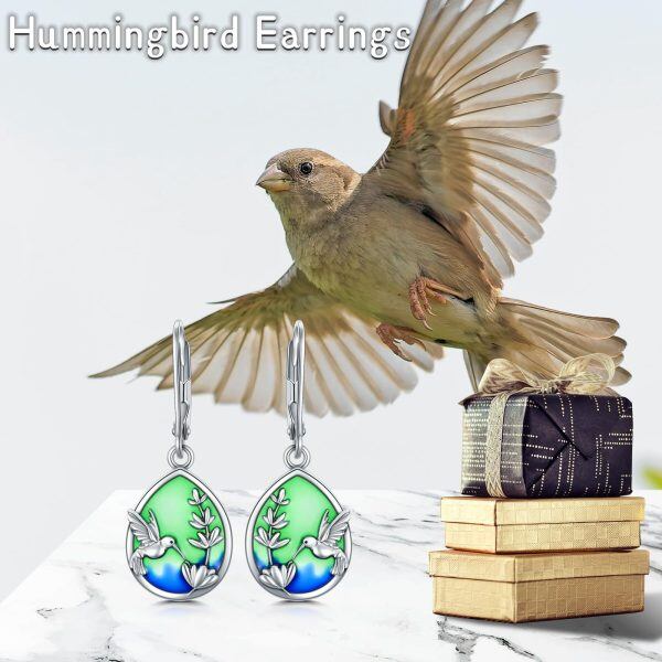 925 Sterling Silver Hummingbird Earrings-5