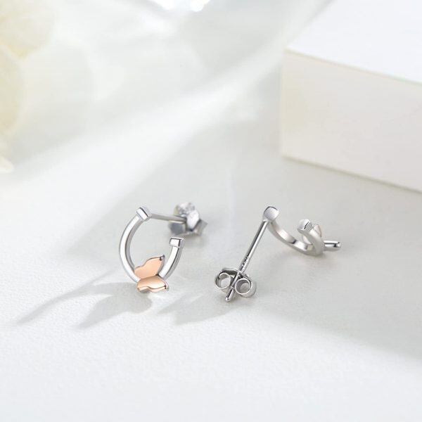 925 Sterling Silver Butterfly Stud Earrings-3