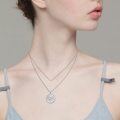 wholesale 925 Sterling Silver Round Pendant Necklace with Geometric Design for Women-0-4