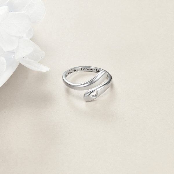 Sterling Silver Hollow Heart Open Ring-1