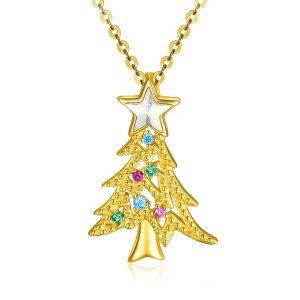 925 Sterling Silver Christmas Tree Necklace-0