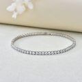 wholesale 925 Sterling Silver 925 CZ Tennis Bracelet - White Gold Tone Square-Cut Stones-0-3
