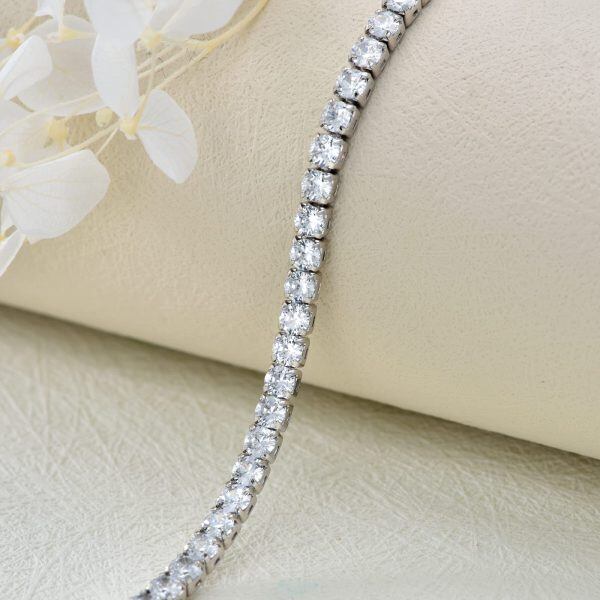 925 Sterling Silver 3mm Round Cut Cubic Zircon Tennis Bracelet-4