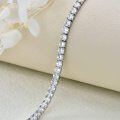 wholesale 925 Sterling Silver 925 CZ Tennis Bracelet - White Gold Tone Square-Cut Stones-0-4