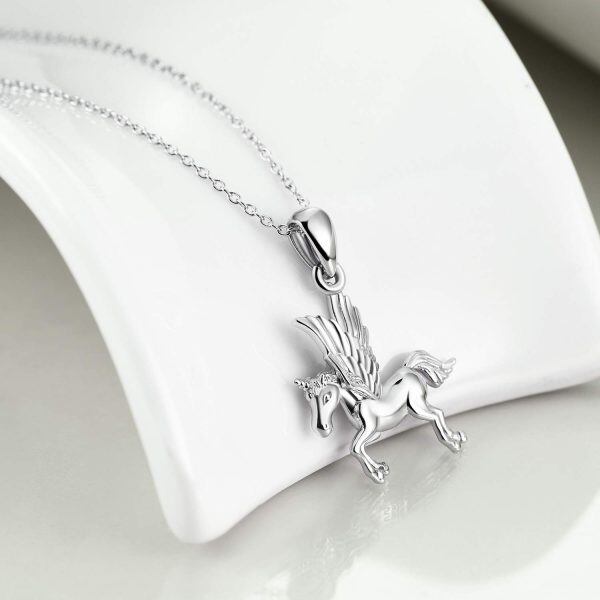 925 Sterling Silver Horse Pendant Necklace -1