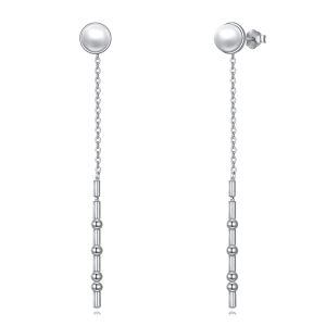 925 Sterling Silver Pearl Threader Earrings-0