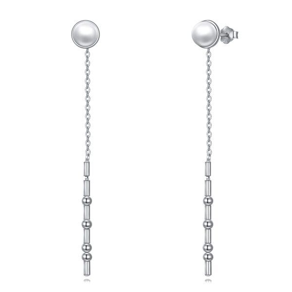 925 Sterling Silver Pearl Threader Earrings-0