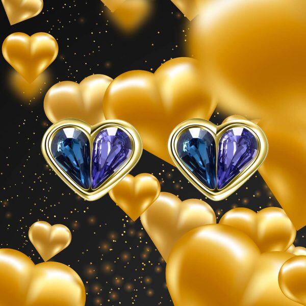 Sterling Silver Blue Purple Heart Stud Earrings-5