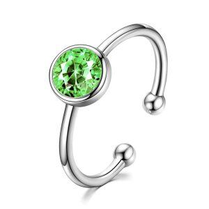 925 Sterling Silver Birthstone Adjustable Ring-0