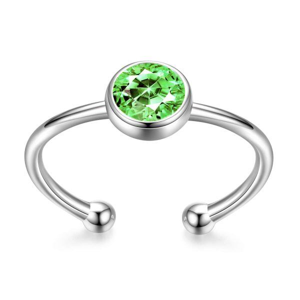 925 Sterling Silver Birthstone Adjustable Ring-1