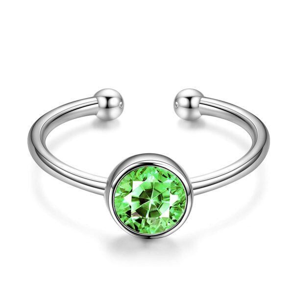 925 Sterling Silver Birthstone Adjustable Ring-2