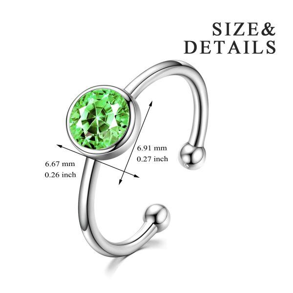 925 Sterling Silver Birthstone Adjustable Ring-3