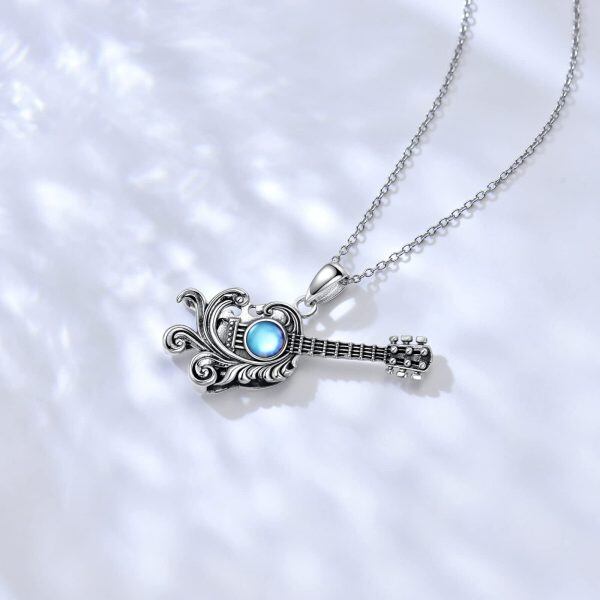 925 Sterling Silver Skeleton Guitar Necklace-2