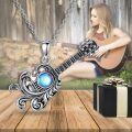 wholesale 925 Sterling Silver 925 Vintage Guitar Moonstone Pendant Necklace for Women-0-5