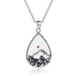 925 Sterling Silver Moonstone Mountain Necklace-0