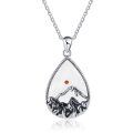 wholesale 925 Sterling Silver Teardrop Moonstone Mountain Pendant Necklace for Nature Enthusiasts-0-0
