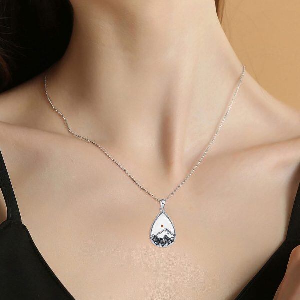 925 Sterling Silver Moonstone Mountain Necklace-1