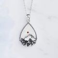 wholesale 925 Sterling Silver Teardrop Moonstone Mountain Pendant Necklace for Nature Enthusiasts-0-3