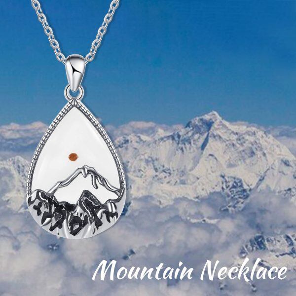 925 Sterling Silver Moonstone Mountain Necklace-4