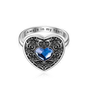 Sterling Silver Sunflower Urn Ring Alway in My Heart Ring-0