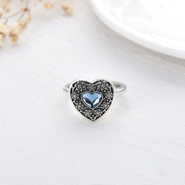 Sterling Silver Sunflower Urn Ring Alway in My Heart Ring-1