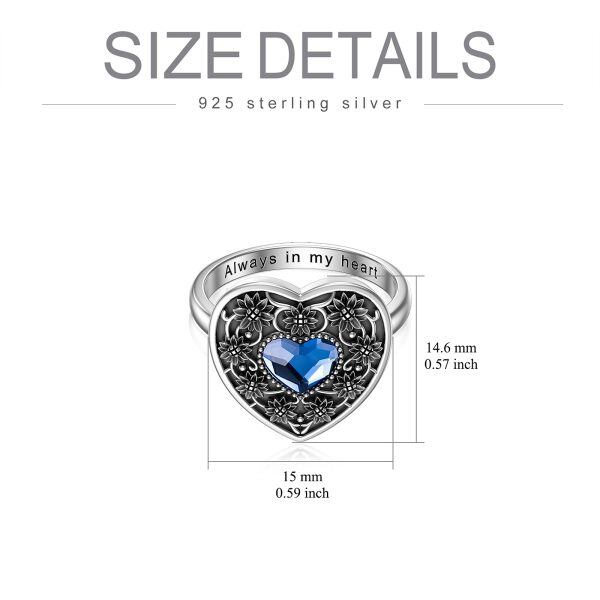 Sterling Silver Sunflower Urn Ring Alway in My Heart Ring-3