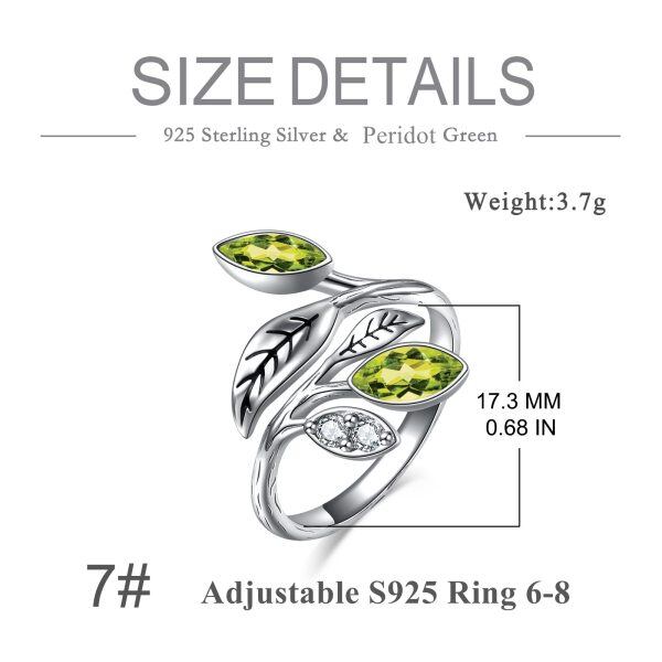 Sterling Silver Leaf Rings Adjustable Ring-2