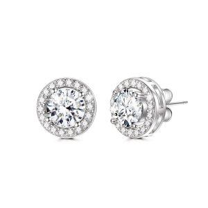 Sterling Silver Birthstone Stud Earrings-0