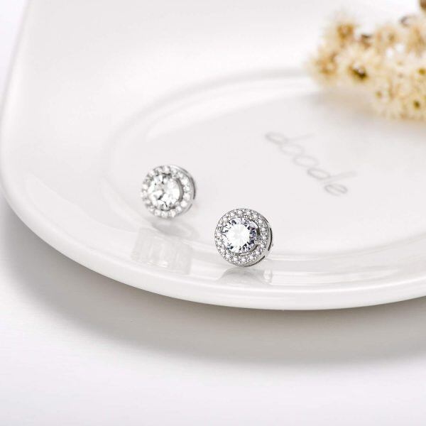 Sterling Silver Birthstone Stud Earrings-2