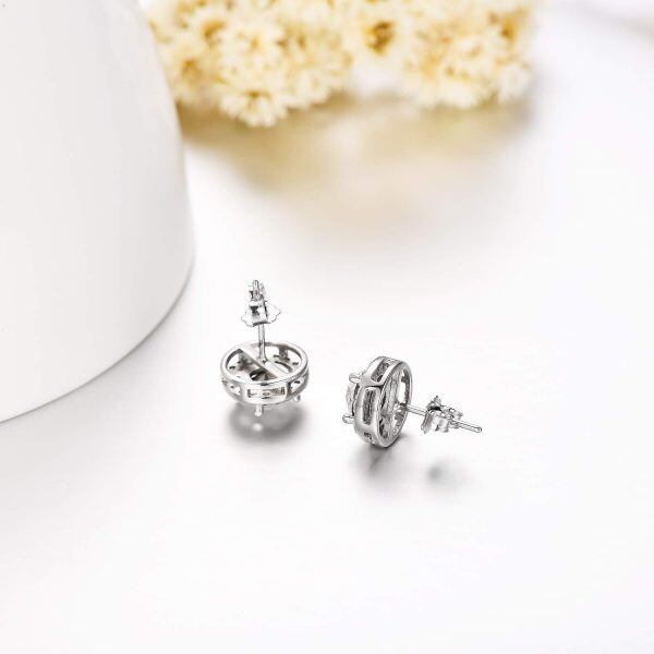 Sterling Silver Birthstone Stud Earrings-3