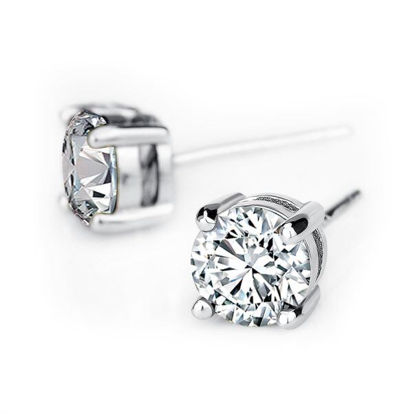 Sterling Silver Stud Earrings 7mm Crystal Hypoallergenic Earrings-2