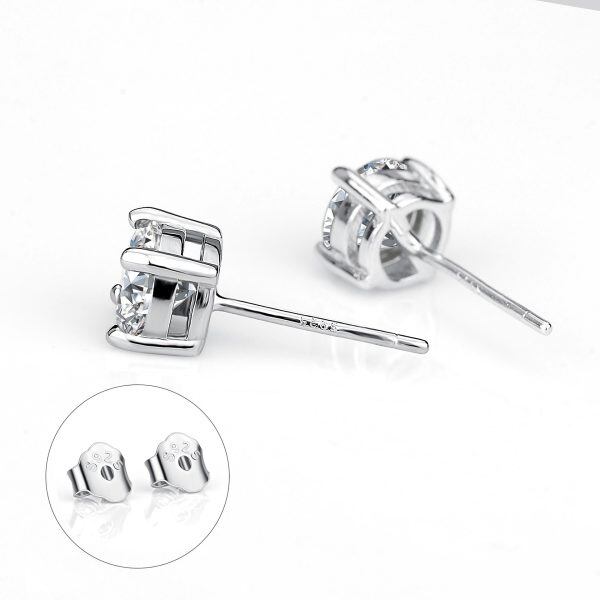 Sterling Silver Stud Earrings 7mm Crystal Hypoallergenic Earrings-3