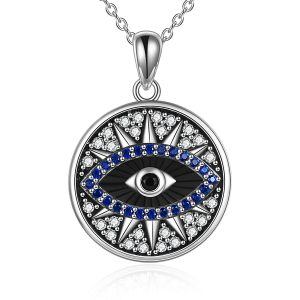 925 Sterling Silver Evil eye pendant necklace -0