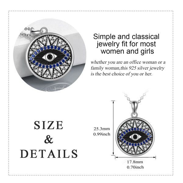 925 Sterling Silver Evil eye pendant necklace -3