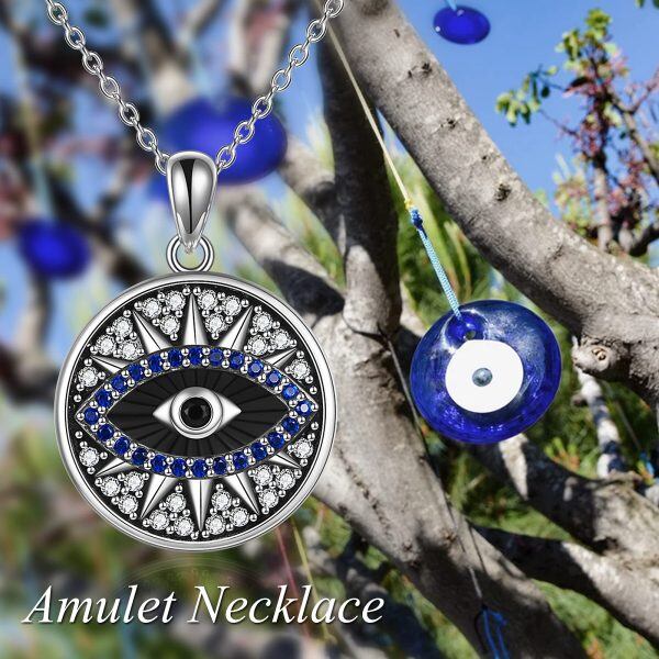 925 Sterling Silver Evil eye pendant necklace -4