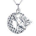 wholesale 925 Sterling Silver Moonstone Nine-Tailed Fox Pendant Necklace - 18 Chain for Women & Men Gifts-0-0